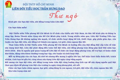 Thư ngỏ Liên đội tiểu học Trần Hưng Đạo